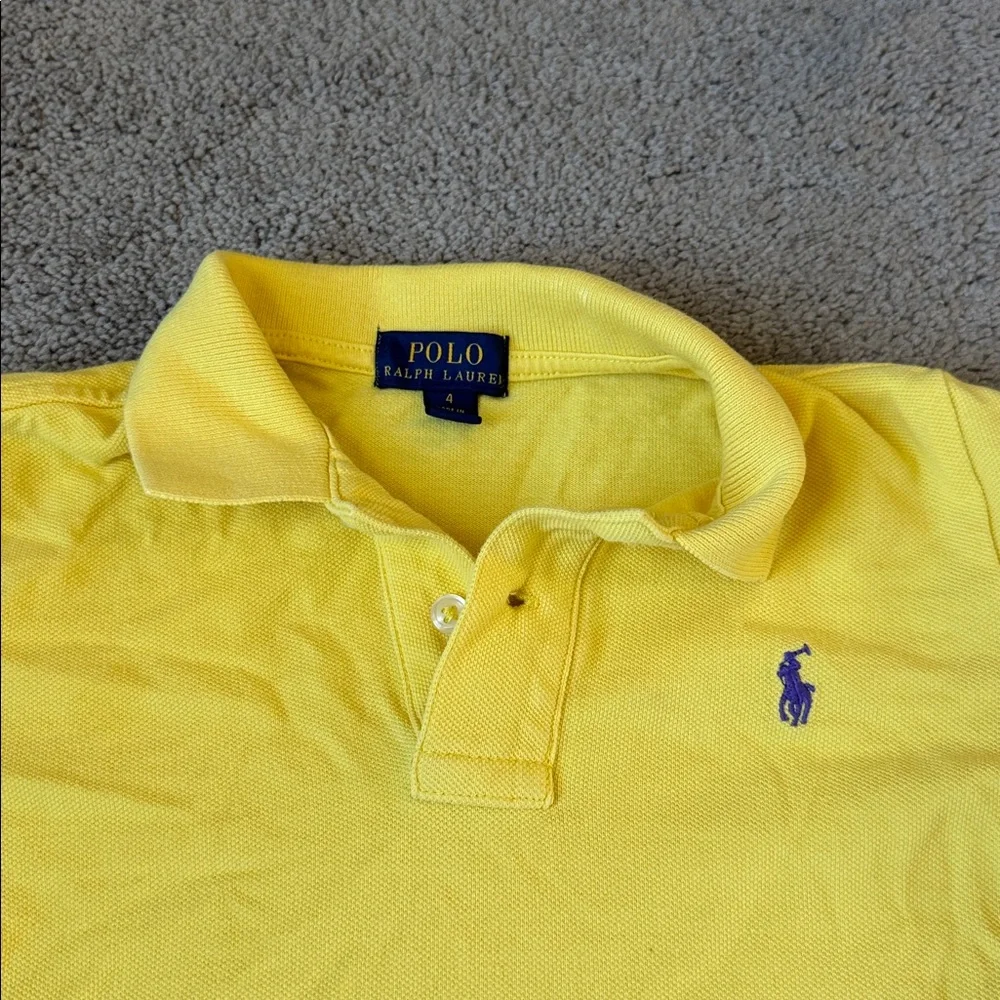 Polo Ralph Lauren Yellow Classic Fit Short Sleeve Pony Logo Polo Shirt SIZE 4